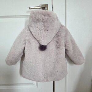 Zara kids coat 18-24 months faux fur furry beige